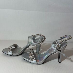 Karl Lagerfeld Metallic Silver Heels with Embellishments